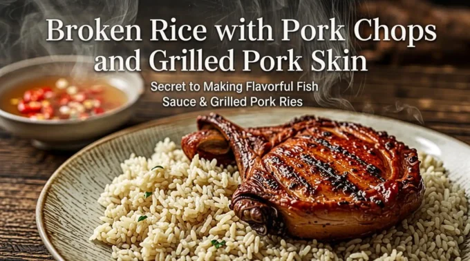Broken Rice with Pork Chops and Grilled Pork Skin – Secret to Making Flavorful Fish Sauce & Grilled Pork Ribs