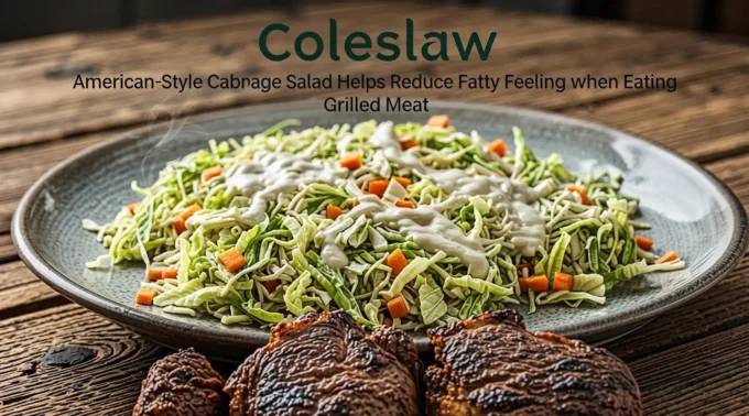 Coleslaw - American Style Cabbage Salad Helps Reduce Fatty Feeling When Eating Grilled Meat