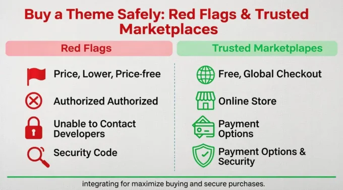 Buy a Theme Safely Red Flags & Trusted Marketplaces