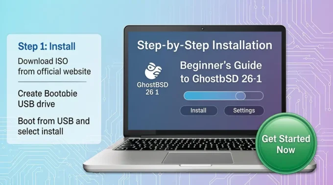 Learn how to install GhostBSD 26.1 with this easy, step by step beginner's guide. Get your free, user friendly BSD system up and running today.