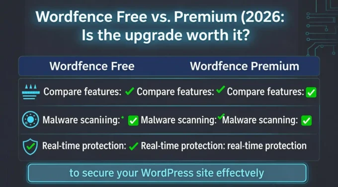 Wordfence Free vs. Premium (2026) Is the upgrade worth it Compare features, malware scanning, and real time protection to secure your WordPress site effectively.
